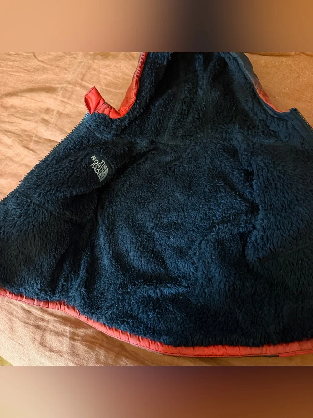 The North Face | Red and Black Hooded Kids Puffer reversible